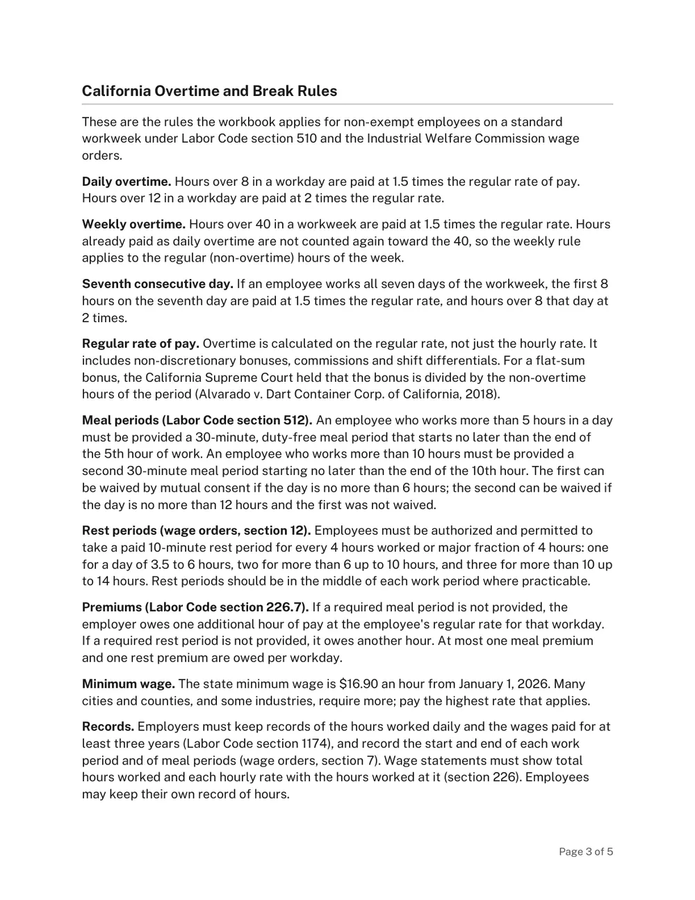 Page 3 of the California Overtime Timesheet Template